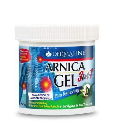 DERMALINE Arnica 3 in 1 Gel Eucalyptus Tea Tree Oil Vitamin E - Fast Acting and Absorbing Pain Relief