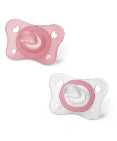 Chicco PhysioForm pacifier made of silicone for 2-6 months 2 pieces set made of rubber 0-2 months supports physical breathing and promotes the correct development of the mouth pink 2 to 6 months pink