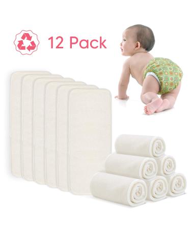 Damero 5-Layer Bamboo Reusable Diaper Inserts - 12PCS Cloth Diaper Inserts with Extra Storage Bag | Eco-Friendly Bamboo Material | 12 Count - Buy Online on GoSupps.com
