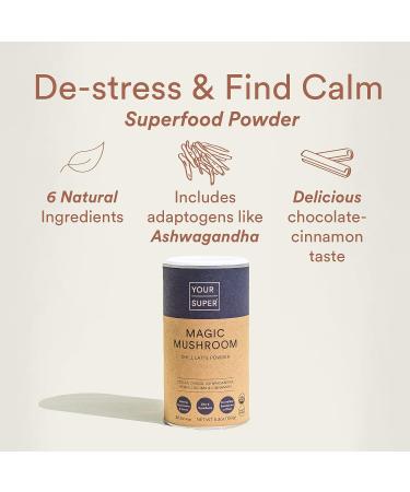 Organic Mushroom Superfood Powder with Ashwagandha for Natural Calm & Brain Health - 30 Servings - Buy Online on GoSupps.com