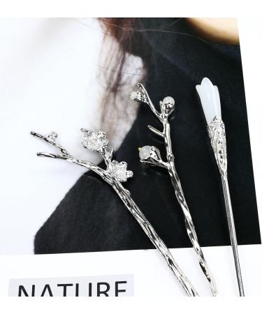 inSowni 8 Pieces Decorative Retro Crystal Pearl Silver Hair Sticks Pins with Pendants Asian Chinese Hanfu Cloud Star Lotus Flower Hair Forks Chopsticks Bun Updo Holders Long Hairpins for Women Girls - Buy Online on GoSupps.com