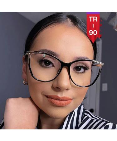 SERONI Tr90 Cateye Blue Light Blocking Glasses | Metal Temples | UV Protection | Stylish Leopard Frames for Men & Women - 57mm - Buy Online on GoSupps.com