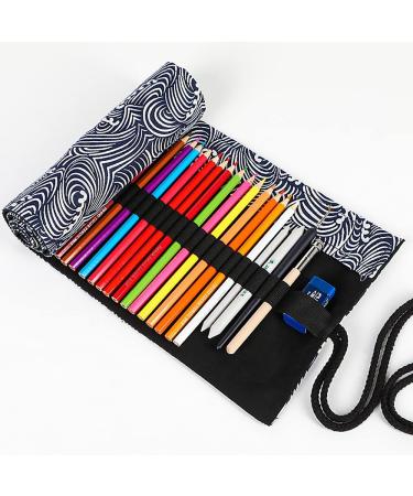 Funny live 36/48/72 Slots Colored Pencil Wrap Pencils Roll Holder Coloring Pencils Organizer Holder Colored Pen Paint Brush Storage Pouch Portable for Artist Student (Deep blue ocean  48 Slots) Deep blue ocean 48 Slots - Buy Online on GoSupps.com