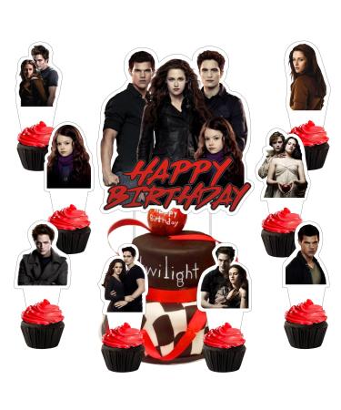 25pcs Cake Decorations with 1pcs Cake Topper 24pcs Cupcake Toppers for Birthday Party Supplies