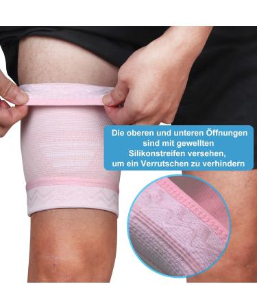 Compression Thigh Bandage for Men & Women - Non-Slip Silicone Support for Muscle Tears & Injuries | 2-Piece Set (Pink M) - International Shipping Available - Buy Online on GoSupps.com
