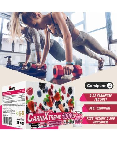 Beverly Nutrition Carni Xtreme 4000 | Carnitine Carnipure | 4 g per vial with Vitamin C and Chromium | 20 shots | Berry flavor 30.00 ml (Pack of 1) - Buy Online on GoSupps.com
