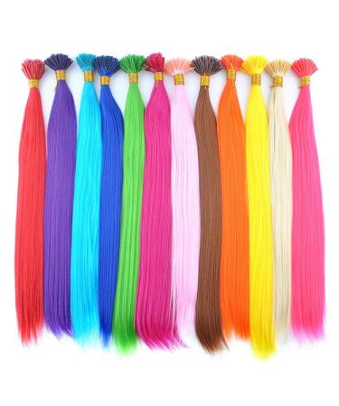 DENIYA Purple Synthetic I Tip Keratin Fusion Hair Extensions for Children Mermaid Hair Accessories for Kids Hair Things for Girls (50 Strand for Purple)