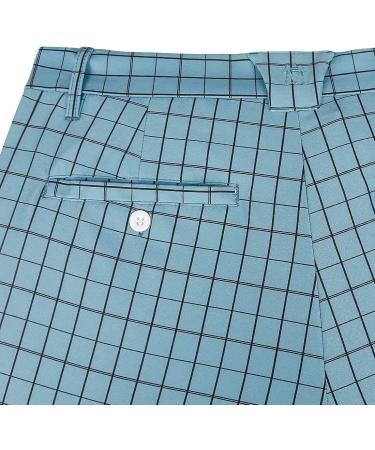 Lesmart Men's Light Blue Plaid Golf Pants | Stretchy & Breathable | 46W x 32L - Buy Online on GoSupps.com