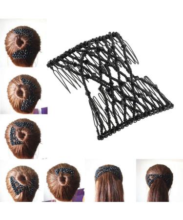 Voarge Magic Hair Clip & Comb Set - 2 Pcs Elastic Pearls for Women | DIY Hair Styling Tools (Black) - Buy Online on GoSupps.com