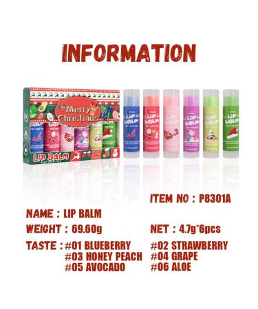 CHICTRY 6 Piece Fruity Lip Balm Christmas Set Moisturizing Formula for Holiday Gift Multicolor One Size One Size Multicolor - Buy Online on GoSupps.com