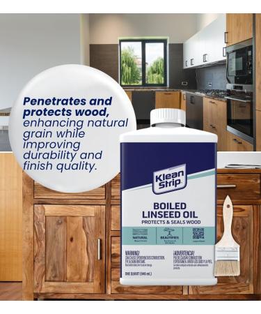 Klean Strip Boiled Linseed Oil with Paintbrush - Premium Thinner for Oil-Based Paints - Enhance Wood & Painting - Boost Water & Scratch Resistance - Ideal Wood Oil for Furniture - International Shipping Available - Buy Online on GoSupps.com