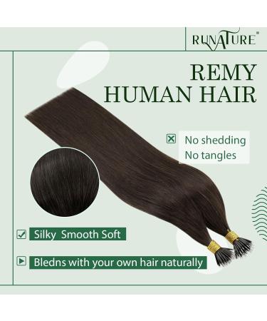 RUNATURE Dark Brown Nano Human Hair Extensions 18 Inch - Remy Nano Tip 50g #2 - Buy Online on GoSupps.com
