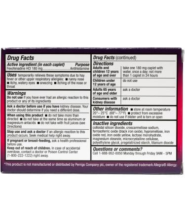 HealthA2Z Fexofenadine Hydrochloride 180mg | Antihistamine for Allergy Relief | 24-Hour Allergy Medicine | 3 Tablets Each in (Pack of 24) | 72 Caplets Total | Value Pack - Buy Online on GoSupps.com