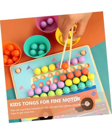 Nuobesty 8 STK Wooden Tweezers & Tongs - Ideal Early Learning Tools for Kids Snack Serving & Kitchen Use - Buy Online on GoSupps.com