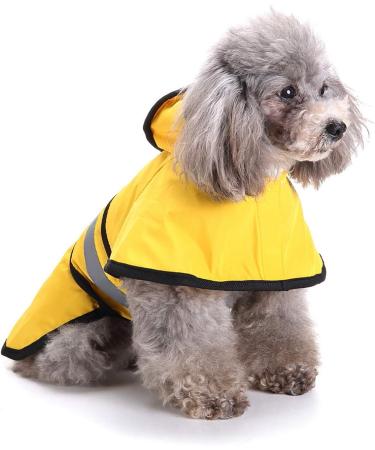 Smalllee Lucky Store Waterproof Dog Rain Jacket with Hood - Adjustable Reflective Raincoat for Small Medium Large Dogs - Yellow - Buy Online on GoSupps.com
