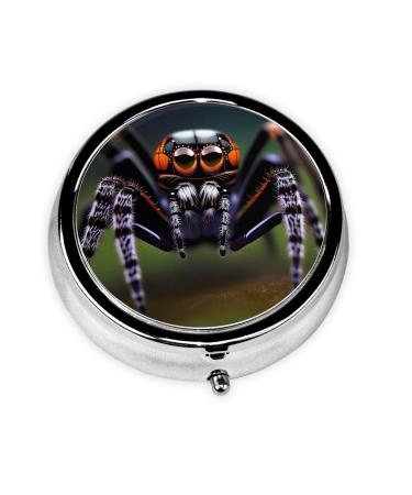 Tropical Rainforest Spidersround Pill Box 3 Compartments Round Pill Box Organizer for Purse Or Pocket Portable Travel Pill Box