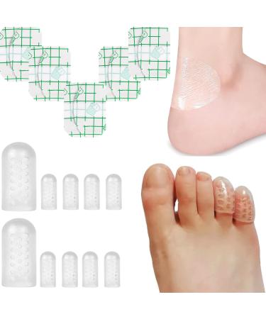 Silicone Anti-Friction Toe Protector 30/60/100Pcs Clear Silicone Anti-Friction Little Toe Caps Covers With Heel Protector (30Pcs(Toe Protector+Heel Protector))