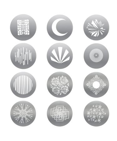 Soonpho 12-Pack Round GOBO Kit 66mm Metal Plate with Different Patterns Works with Godox SA/VSA Spotlight Attachment and Soonpho OT1 Pro II III Optical Snoot to Create Different Lighting Effects - Buy Online on GoSupps.com