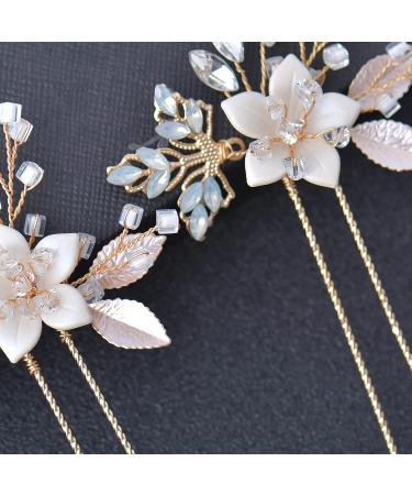 Gold Wedding Hair Accessories - Beusoulover Bridal Hair Pins for Brides, Bridesmaids, Flower Girls - Rhinestone Hair Piece for Women, Parties, Prom - Buy Online on GoSupps.com
