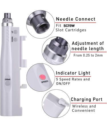 BOWKA Electric Derma Pen Microneedling Pen Wireless Rechargeable with 2 Sets of Accessories Adjustable from 0.25 mm to 2.0 mm (CC-DMR-PEN) - Buy Online on GoSupps.com
