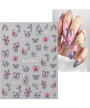 JMEOWIO 6 Sheets 3D Embossed Spring Flower Nail Art Stickers Decals Self-Adhesive 5D Colorful Summer Floral Tulips Nail Supplies Nail Art Design Decoration Accessories - Buy Online on GoSupps.com