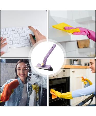 Rotating Tile Brush HeavyDuty Shower Scrubber Brush Scrubbing Cleaning Grout Brush Heavy Duty Stiff Bristle Scrubber Adjustable V Shaped Cleaning Brush for Tiles Mirrors Purple - Buy Online on GoSupps.com
