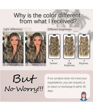 Invisible Wire Hair Extension 20 Synthetic Wavy Hairpiece Chestnut Brown with Blonde Highlights - Buy Online on GoSupps.com