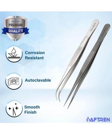 Precision Tweezer Set - Stainless Steel Multi-Functional Tweezers for Lab Workshops & Crafts - Straight & Curved Tips - Buy Online on GoSupps.com