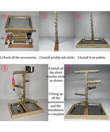 Tfwadmx Natural Wood Bird Perch Stand Toy for Parrots - Platform Play Stand for Parakeets, Canaries, Cockatiels, Conures, Lovebirds - Buy Online on GoSupps.com