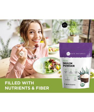 Kate Naturals Organic Inulin Powder (12oz) - USDA Certified Prebiotic Fiber for Gut Health, Vegan Baking, Gluten Free & Keto - Blue Agave Flavor - Buy Online on GoSupps.com
