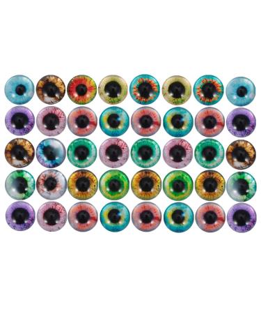 Gleavi 50 pieces Time Gemstone Glass Patch ScrapBook Scheckheft Student Cabochons Flatback Dome Cabochons DIY Glass Dome Toy Plush Tier Cabochon Made of Glass Half Circle Jewel Random Color 1.2x0.3cm