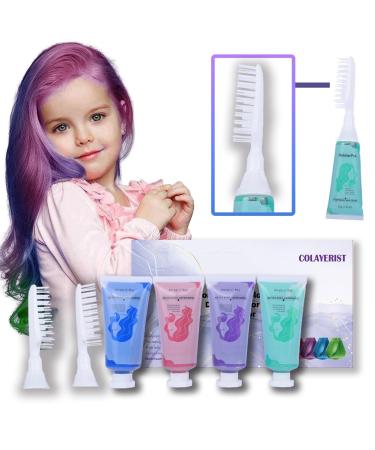 Colayerist hair chalk 4 colors hair chalk for girls and adults temporary hair color set for children hair chalk children washable non -toxic gifts girls 6 7 8 9 10 13 years green+blue+pink+purple - Buy Online on GoSupps.com