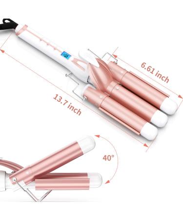 Ohuhu 1 Inch Ceramic Tourmaline Triple Barrels Hair Waver Curling Iron | Temperature Adjustable with LCD Temp Display | Rose Gold | Mother's Day Gift - Buy Online on GoSupps.com