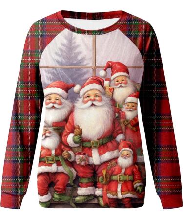 Women's Christmas Snowman & Penguin Print Sweatshirt | Cozy Raglan Pullover for Winter | Beige M - Buy Online on GoSupps.com