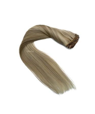 22 Inch Real Human Hair Clip in Extensions - Ash Blonde to Blonde Highlights - Remy Hair - 7 Pieces - 70G - Women's Hair Clip ins - Buy Online on GoSupps.com