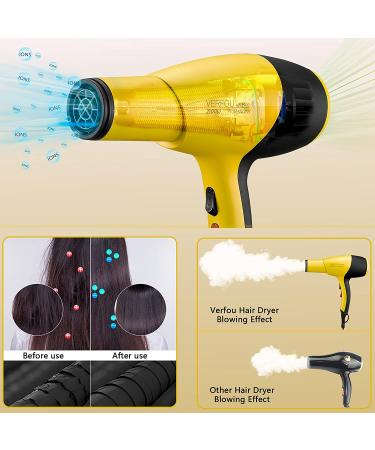 Professional Ionic Hair Dryer AC 2100W | Fast Drying with Ceramic + Tourmaline Technology | GFCI Nozzle | Low Noise | Long Life | Yellow - Buy Online on GoSupps.com