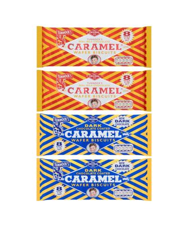 Wafer Biscuits Bundle Consisting of Tunnock's Caramel Wafers 240g x2 & Dark Chocolate Caramel Wafers 240g x2 (4 Pack) - Buy Online on GoSupps.com