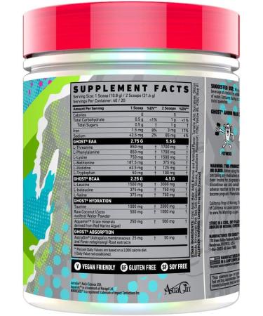 GHOST Amino - Warheads Sour Green Apple 20 Servings - Essential Amino Acid Supplement for Hydration & Recovery - Vegan & Gluten-Free - Buy Online on GoSupps.com