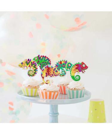 Kid's Reptile-themed Happy Birthday Cupcake Toppers 18-PC Set - This is a great lizard-themed birthday party baby shower party or reptile-themed party decoration for boys and girls - SugarGera - Buy Online on GoSupps.com