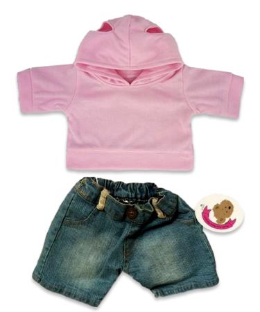Build Your Bears Wardrobe Teddy Bear Clothes fits Build a Bear Teddies Hoody and Jeans Outfit (pink)