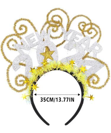 Vakkery Light Up Happy New Year Headband LED New Years Eve Hair Bands Glitter Star Headbands Christmas Party Hair Accessories for Women and Girls (Gold) - Buy Online on GoSupps.com
