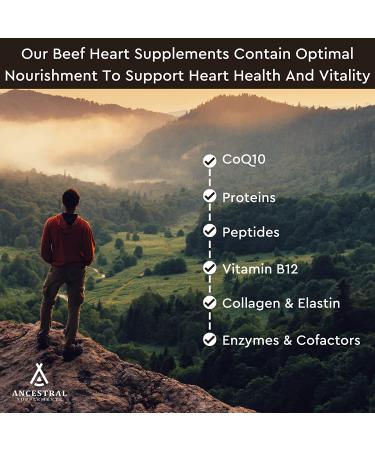 Ancestral Supplements Grass Fed Beef Heart CoQ10 - Heart & Mitochondrial Health, Blood Pressure Support - 180 Capsules - Buy Online on GoSupps.com