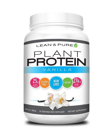 Lean & Pure Plant Vegan Protein Powder 25g of Protein Non GMO Gluten Free Vanilla 821g Vanilla 821 Gram