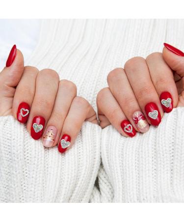 40 Pieces Heart Nail Charms - 3D Diamond Alloy Rhinestones for Nail Art | Perfect for Valentine s Day & Weddings - Buy Online on GoSupps.com