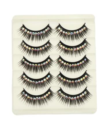 HONMEET 10 Pairs Diamond False Eyelashes Rhinestone False Lashes Makeup Eyelashes Fake Eyelashes Natural False Eyelashes Magnetic Manga Lashes Cosmetic Chemical Fiber Hard Stem Artificial