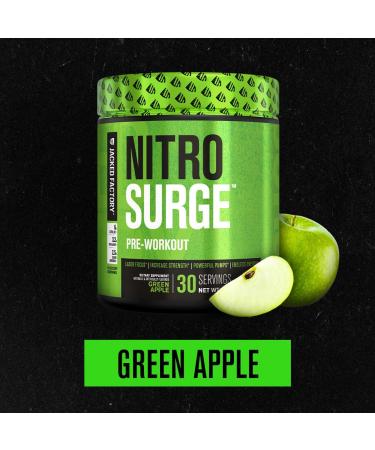 Jacked Factory NITROSURGE Pre Workout Supplement (Green Apple 30 Servings) & Creatine Monohydrate Powder (Unflavored 30 Servings) - Buy Online on GoSupps.com