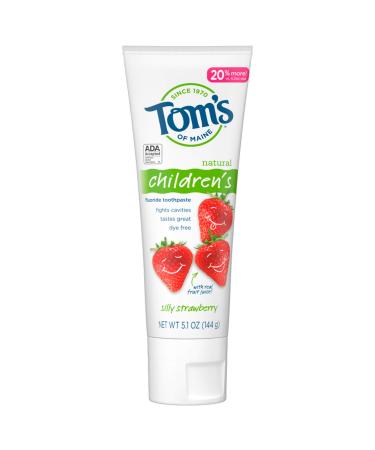 Tom's of Maine Natural Kid's Fluoride Toothpaste  Silly Strawberry  5.1 oz. (back in original formula) Strawberry 5.1 Ounce (Pack of 1)