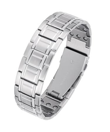 Jeracol Magnnet hard band men titanium steel magnet bracelet healing men with ultra strength of 3500 gauss magnet adjustable bracelet with distance tool and jewelry-gift box D-silver - Buy Online on GoSupps.com