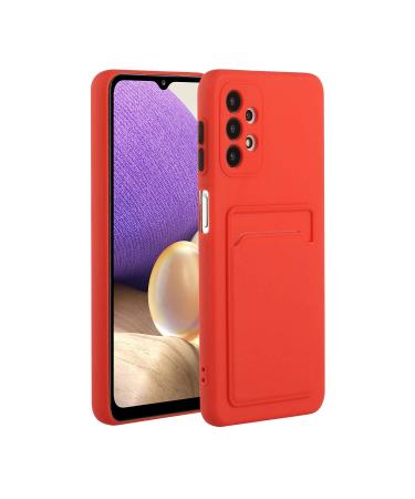 Tivenfezk Nadoli Silicone case for Samsung Galaxy A73 5G Ultra thin shockproof scratch -resistant Wallet soft TPU protective cover Mobile phone case with credit card holder Samsung Galaxy A73 5g red