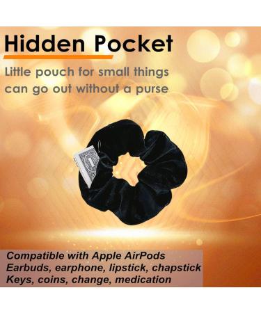 BSEKT Zipper Scrunchies Pocket Secret Velvet Hair Ties Bracelet for Apple AirPods - Black 3PCS - Buy Online on GoSupps.com